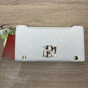 Badgley Mischka Vegan Leather White Long Cards Wallet NWT